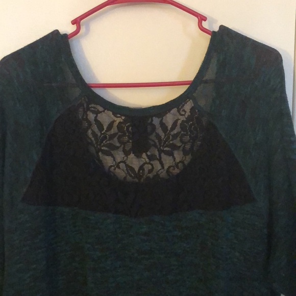 Lane Bryant green black lace sweater size 18/20 - Picture 6 of 7
